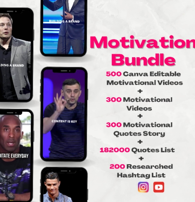 4000+ MOTIVATIONAL REELS BUNDLE - Canva Video Template, Instagram Reels bundle, Canva Editable Template, Ig Reel Motivation